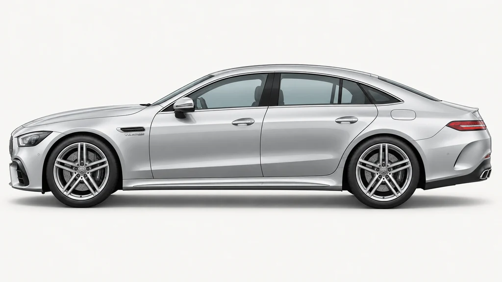Silver Mercedes-Benz AMG GT X290, generated side-profile illustration