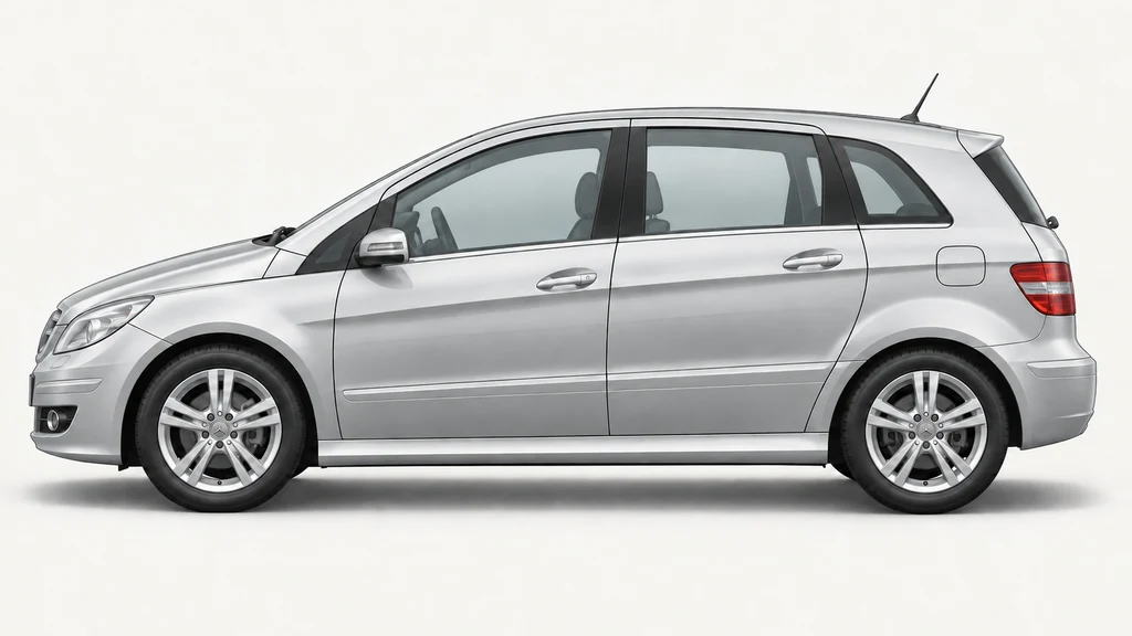 Silver Mercedes-Benz B-Class W245 hatchback, generated side-profile illustration