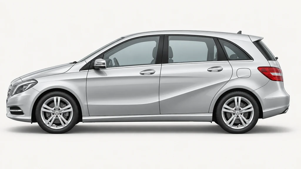 Silver Mercedes-Benz B-Class W246 hatchback, generated side-profile illustration