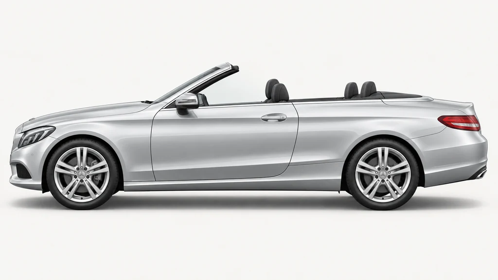 Silver Mercedes-Benz C-Class A205 convertible, generated side-profile illustration