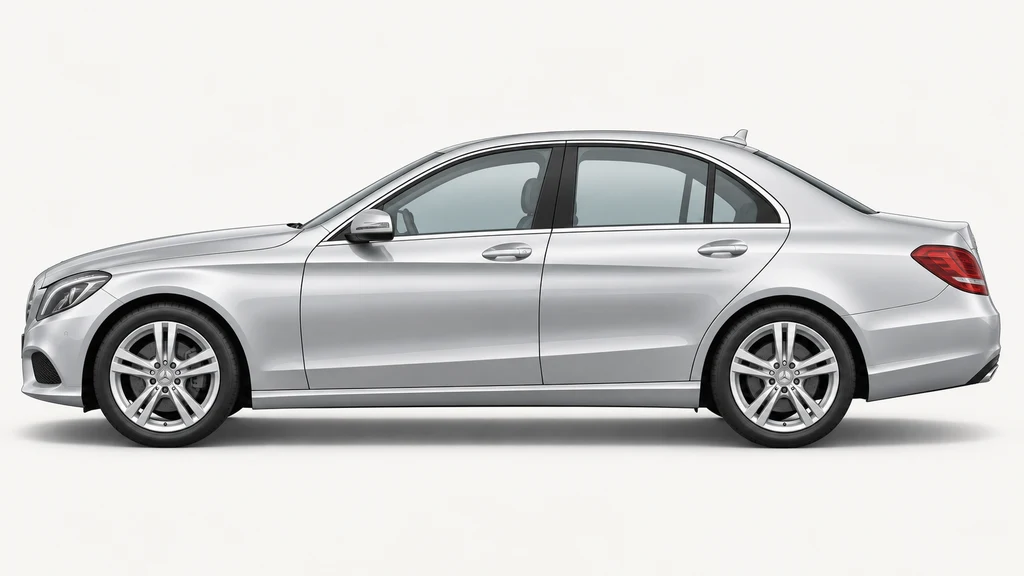 Silver Mercedes-Benz C-Class W205 sedan, generated side-profile illustration