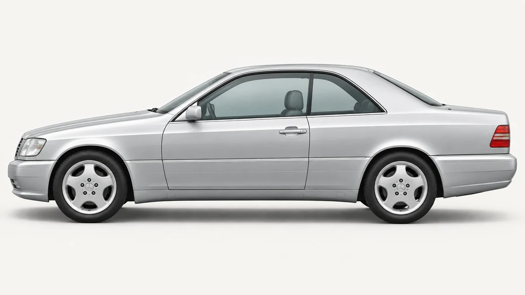Silver Mercedes-Benz CL C140 coupé, generated side-profile illustration
