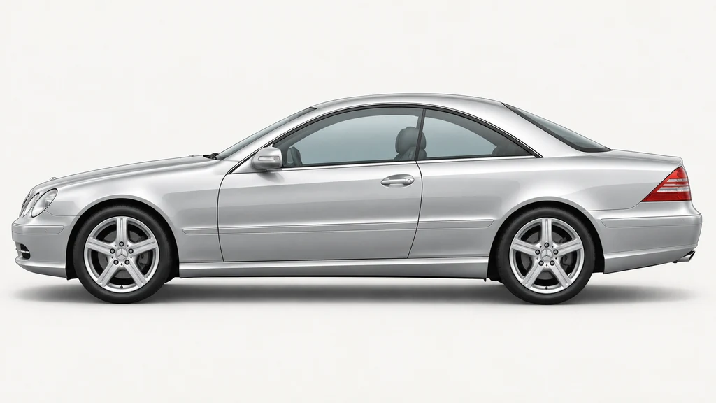 Silver Mercedes-Benz CL C215 coupé, generated side-profile illustration