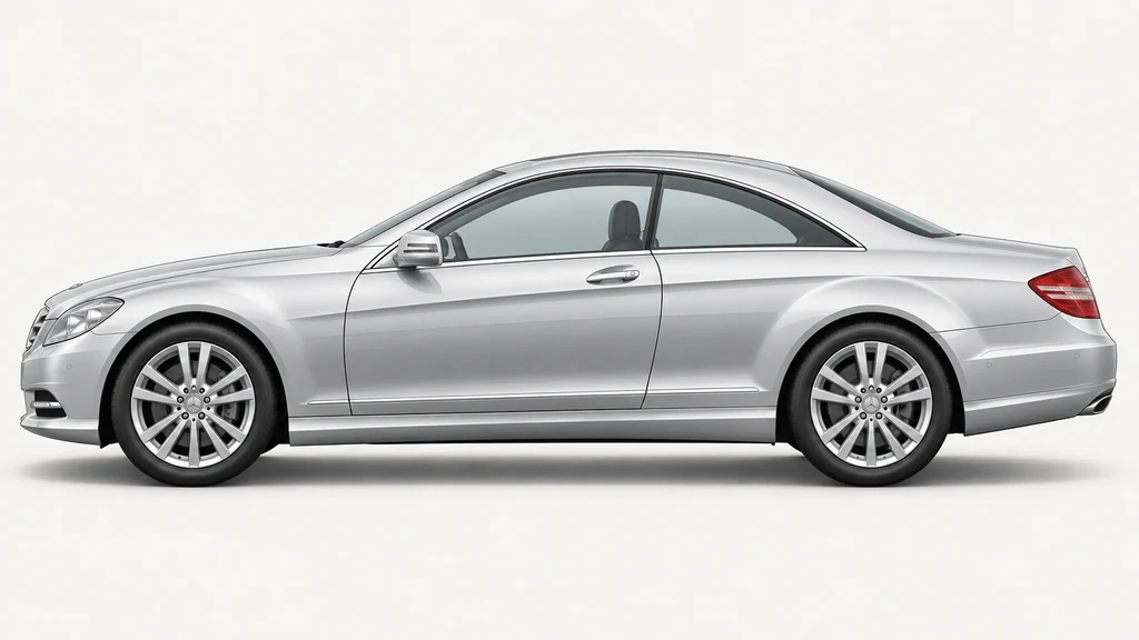 Silver Mercedes-Benz CL C216 coupé, generated side-profile illustration