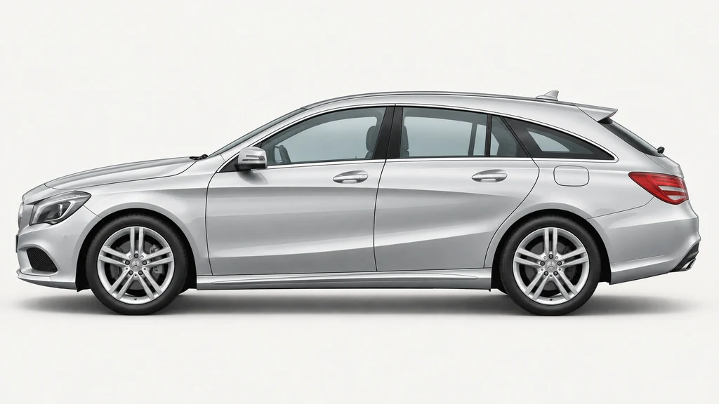 Silver Mercedes-Benz CLA X117 wagon, generated side-profile illustration