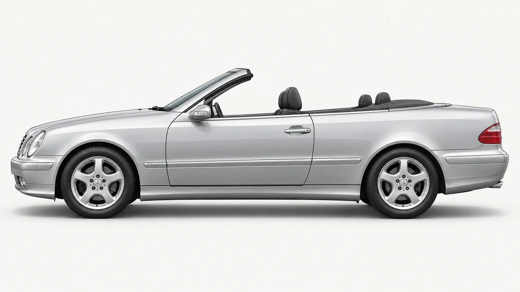 Silver Mercedes-Benz CLK A208, generated side-profile illustration