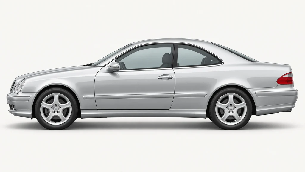 Silver Mercedes-Benz CLK C208, generated side-profile illustration