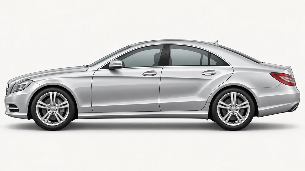 Silver Mercedes-Benz CLS C218, generated side-profile illustration