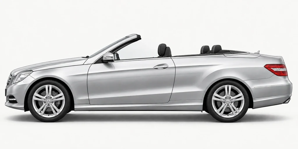 Silver Mercedes-Benz A207 convertible, generated side-profile illustration