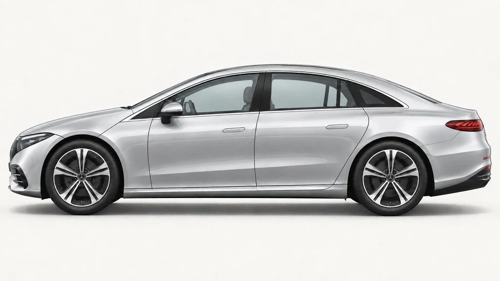 Silver Mercedes-Benz EQS V297, generated side-profile illustration
