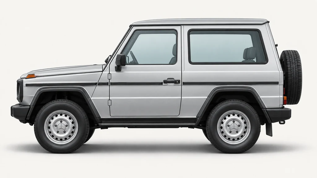 Silver Mercedes-Benz G-Class W460, generated side-profile illustration