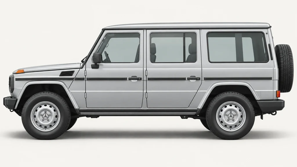 Silver Mercedes-Benz G-Class W461, generated side-profile illustration
