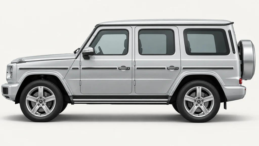 Silver Mercedes-Benz G-Class W463 2018 SUV, generated side-profile illustration