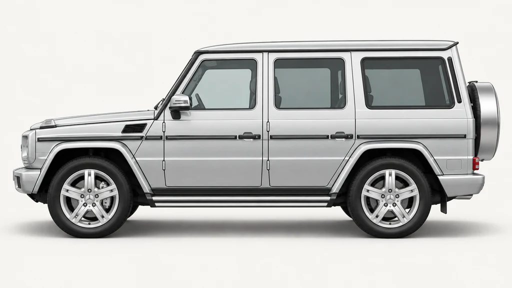 Silver Mercedes-Benz G-Class W463, generated side-profile illustration