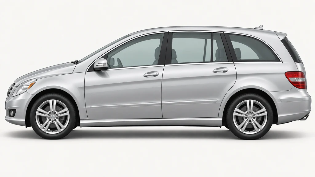 Silver Mercedes-Benz R-Class W251, generated side-profile illustration