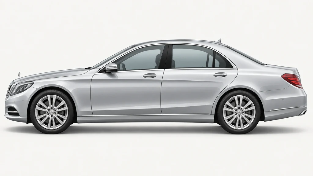 Silver Mercedes-Benz S-Class W222, generated side-profile illustration