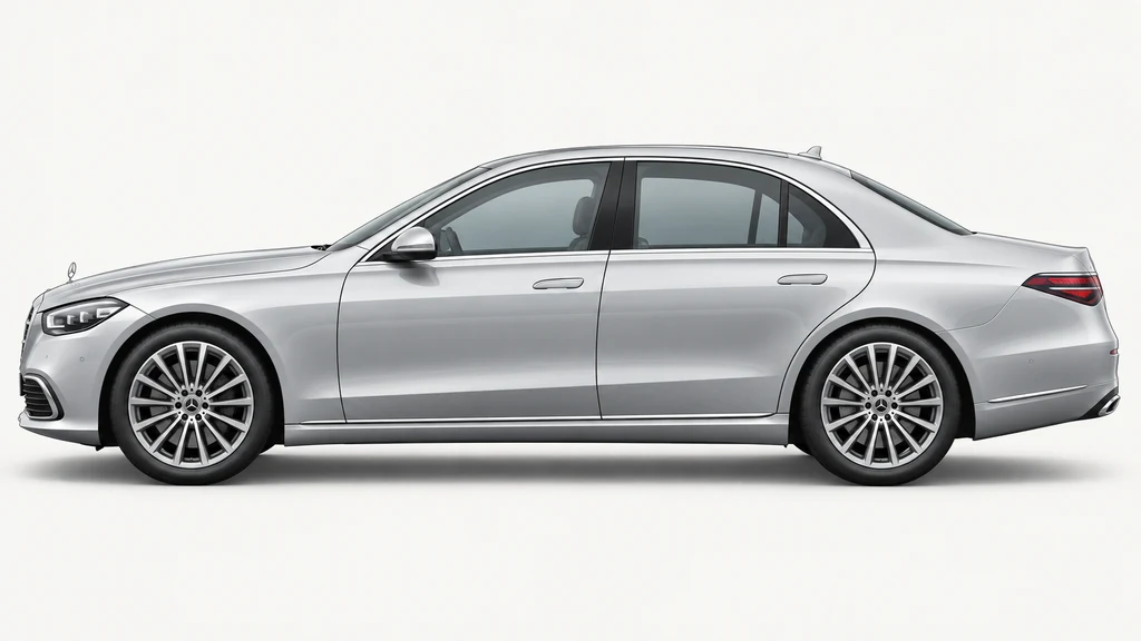 Silver Mercedes-Benz S-Class W223, generated side-profile illustration