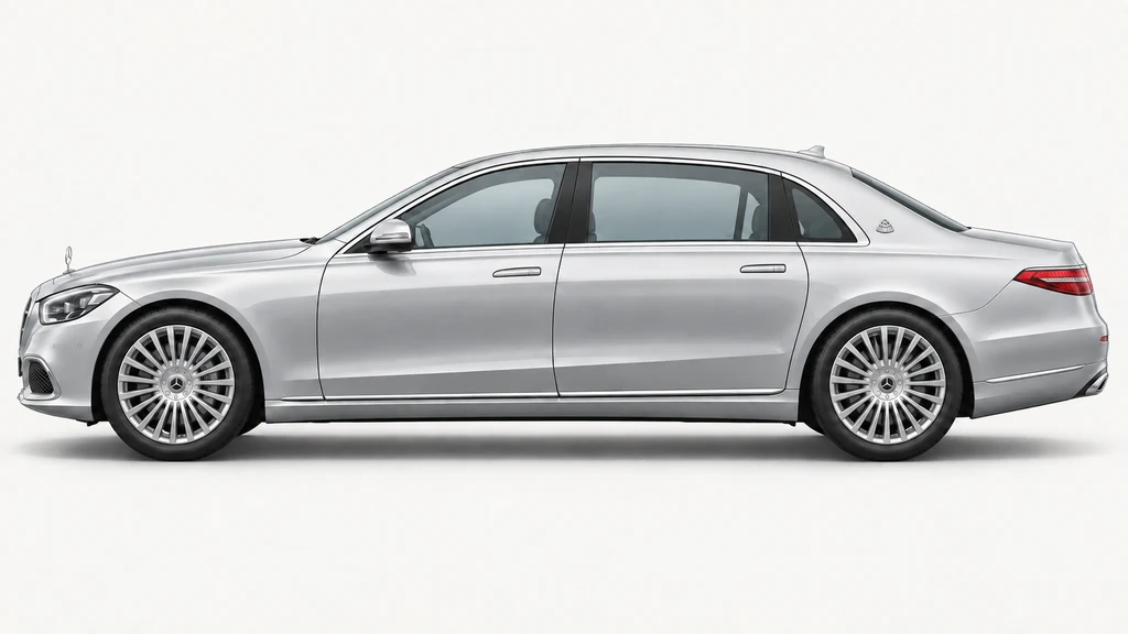 Silver Mercedes-Benz S-Class Z223, generated side-profile illustration