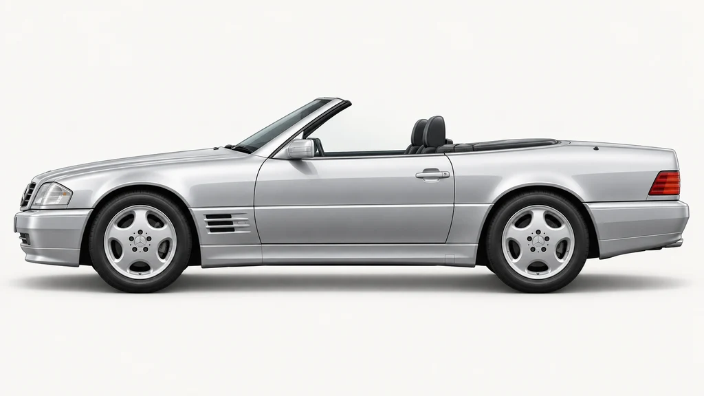 Silver Mercedes-Benz SL R129, generated side-profile illustration