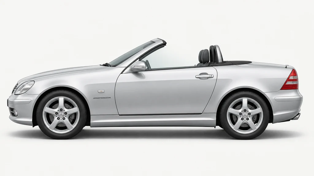Silver Mercedes-Benz SLK R170 roadster, generated side-profile illustration