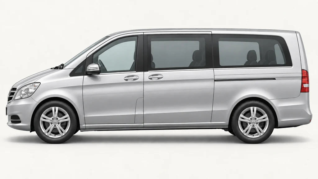 Silver Mercedes-Benz Valente W639, generated side-profile illustration