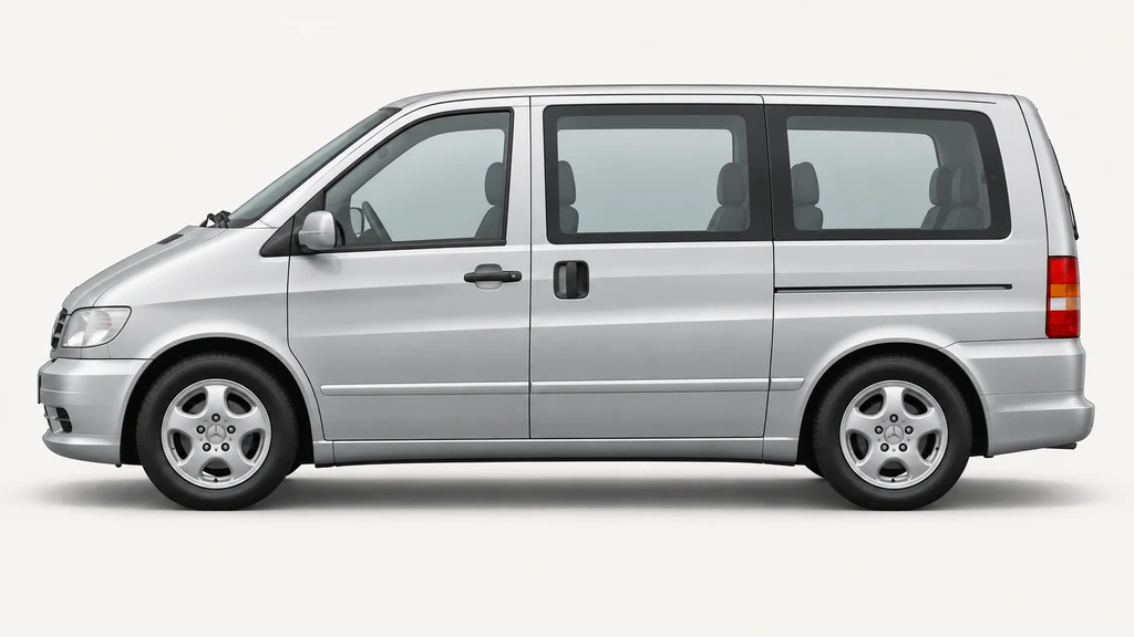 Silver Mercedes-Benz Vito W638, generated side-profile illustration