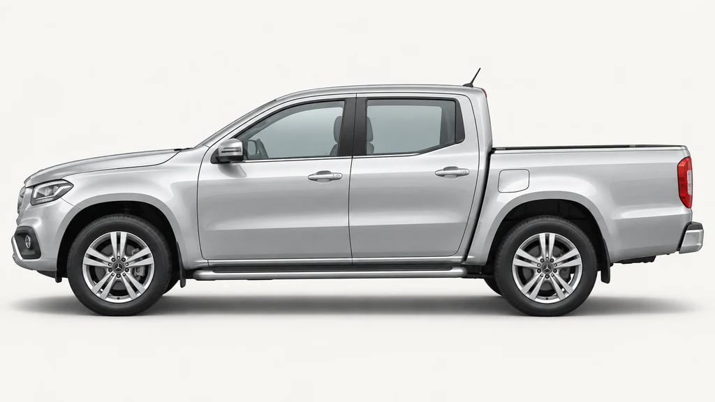 Silver Mercedes-Benz X-Class 470, generated side-profile illustration