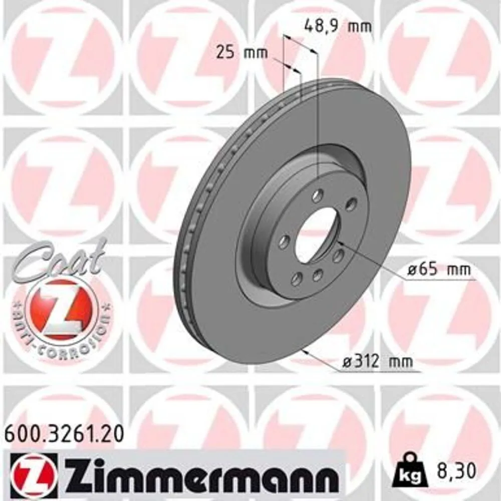 Zimmermann 312mm Brake Disc Set (2 pcs) 600.3261.20
