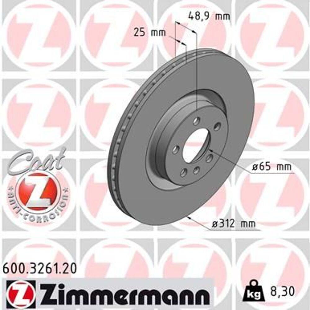Zimmermann 312mm Brake Disc Set (2 pcs) 600.3261.20