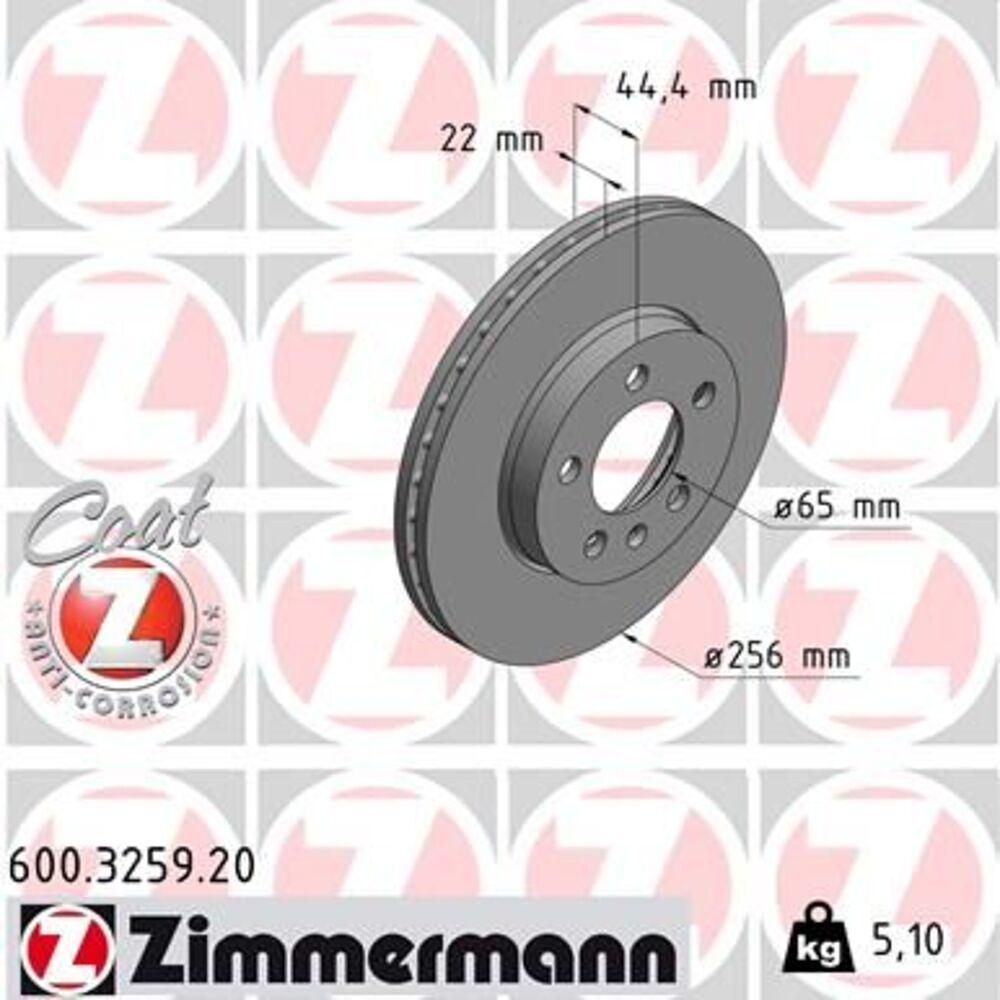 Zimmermann 256mm Brake Disc Set (2 pcs) 600.3259.20