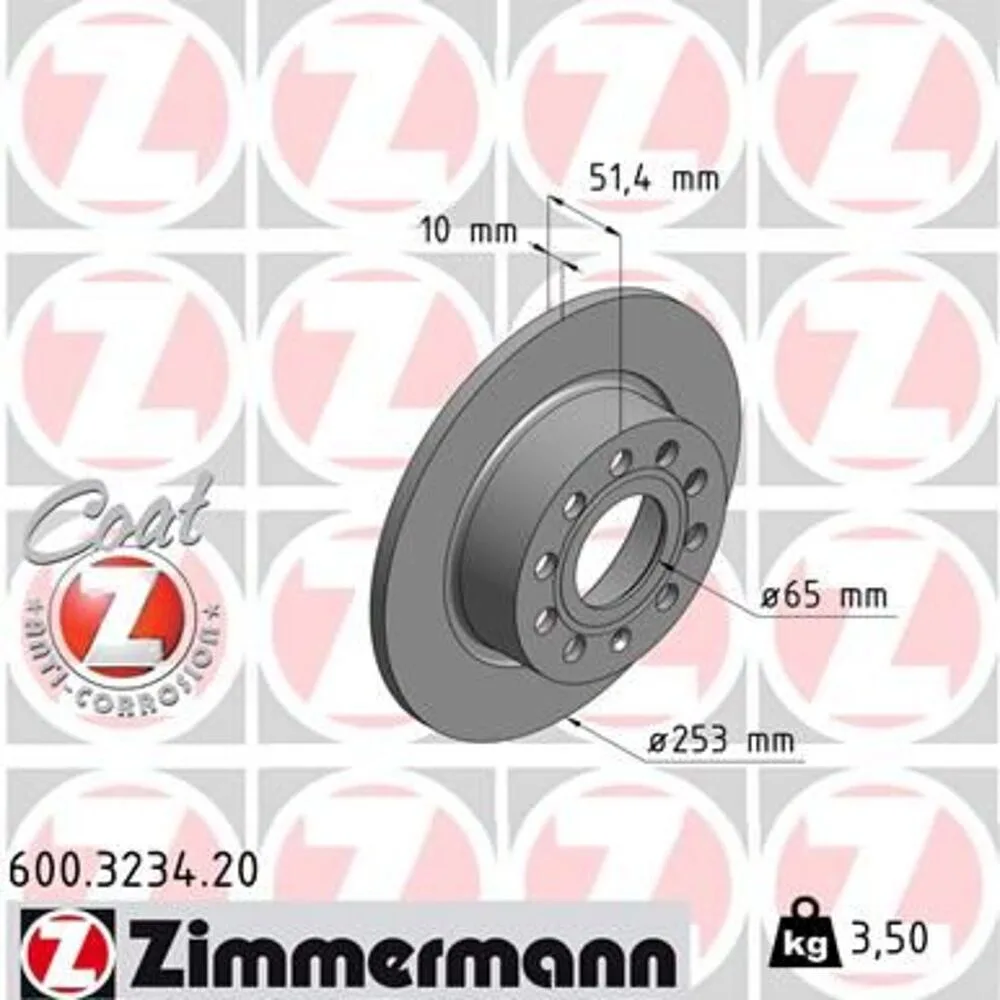 Zimmermann 253mm Brake Disc Set (2 pcs) 600.3234.20