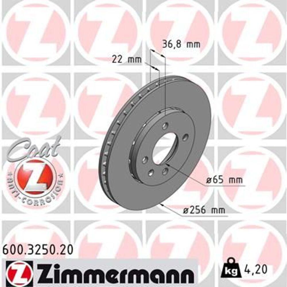 Zimmermann 256mm Brake Disc Set (2 pcs) 600.3250.20