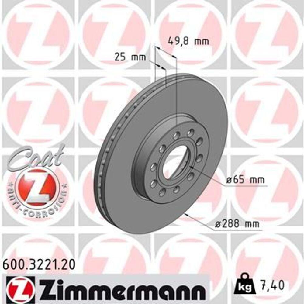 Zimmermann 288mm Brake Disc Set (2 pcs) 600.3221.20