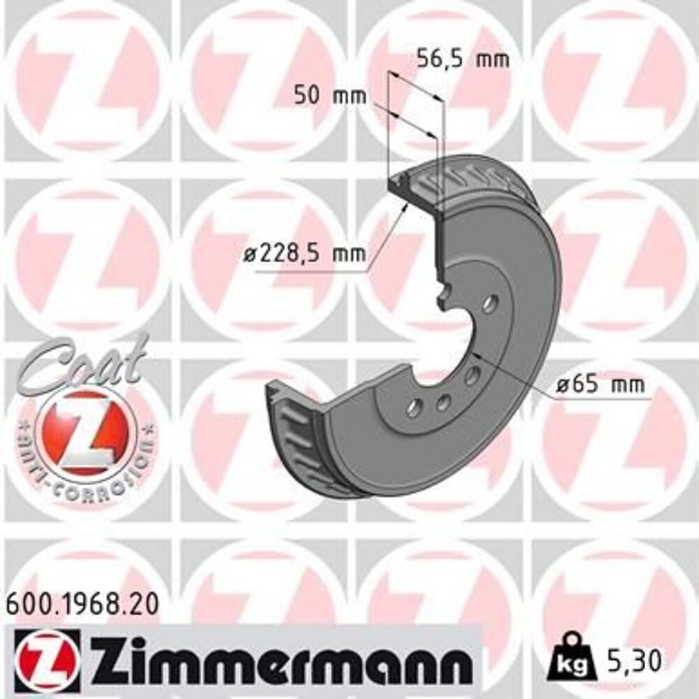 Zimmermann Brake Drum Set (2 pcs) 600.1968.20