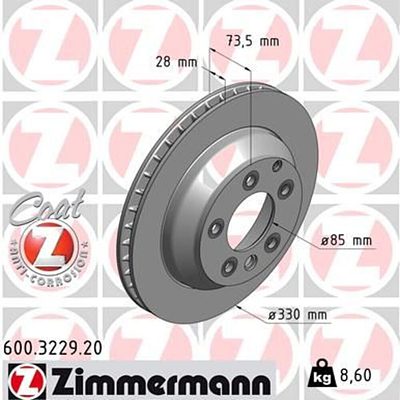 Zimmermann 330mm Brake Disc Set (2 pcs) 600.3229.20