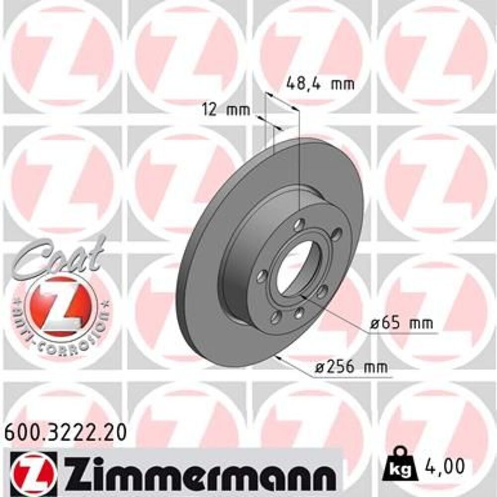 Zimmermann 256mm Brake Disc Set (2 pcs) 600.3222.20