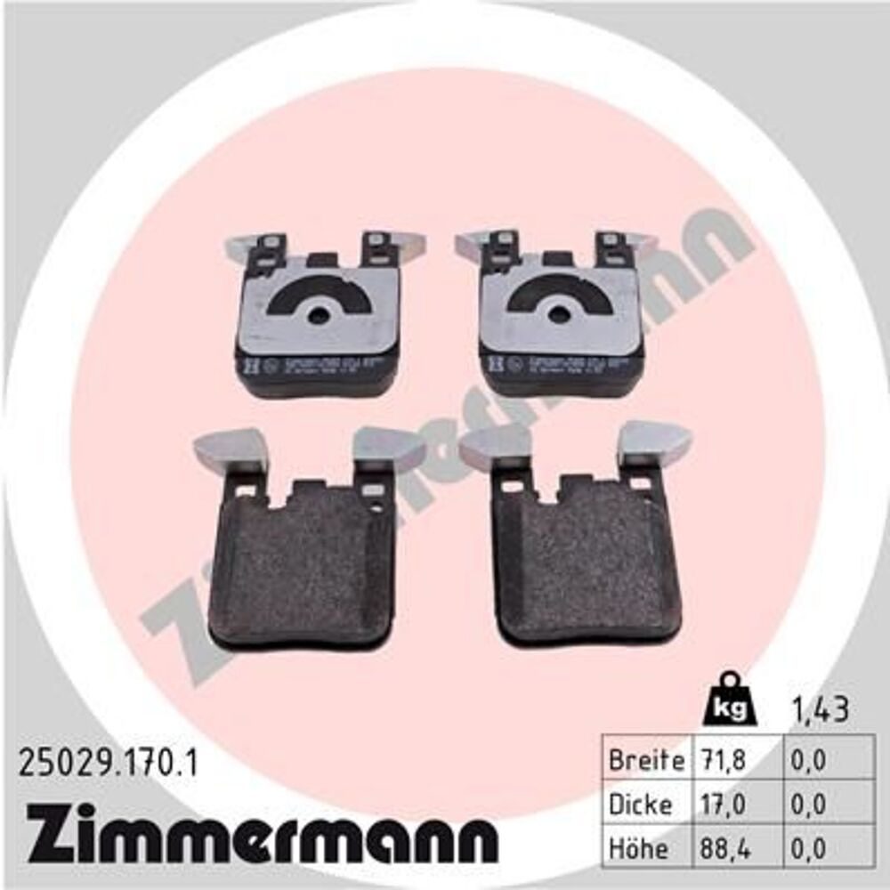 Zimmermann Brake Pad Set 250.2917.01