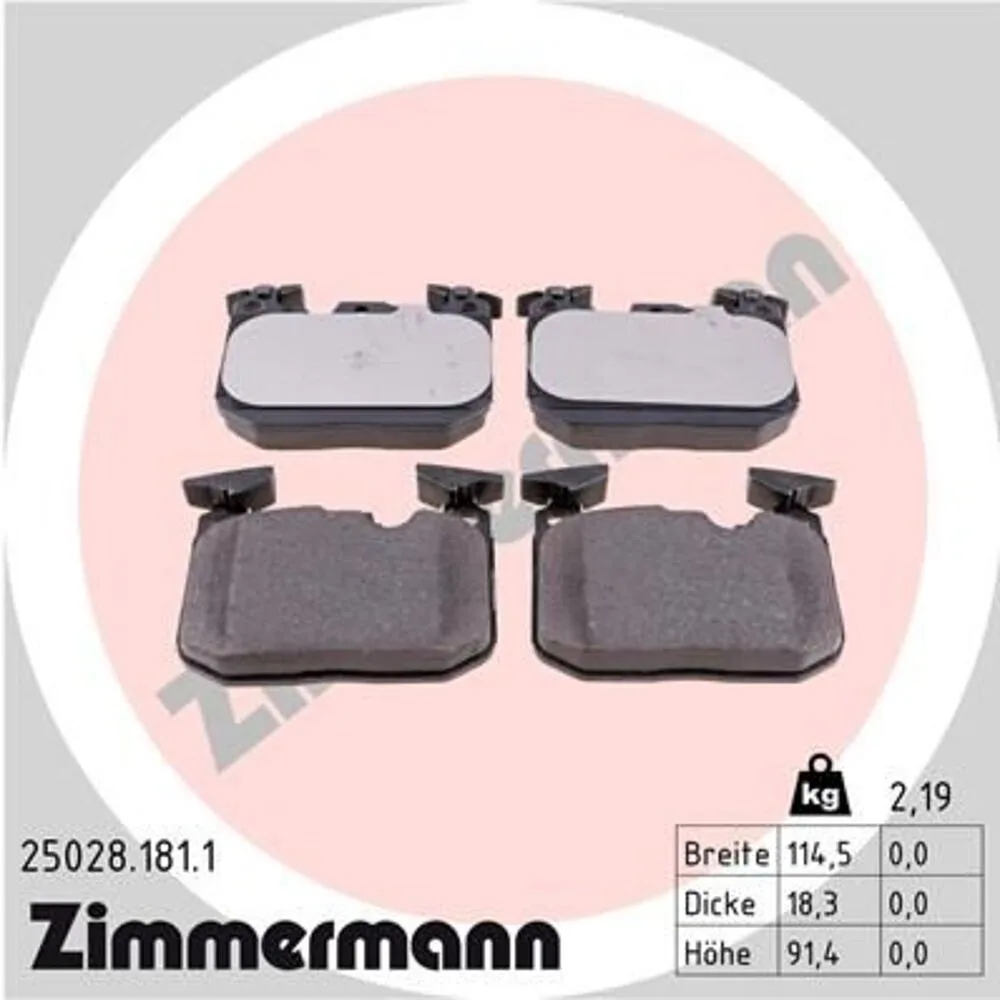 Zimmermann Brake Pad Set 250.2818.11