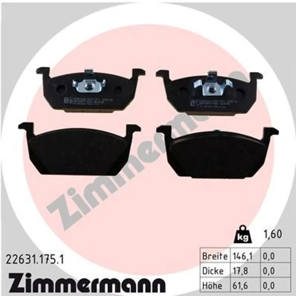 Zimmermann Brake Pad Set 226.3117.51