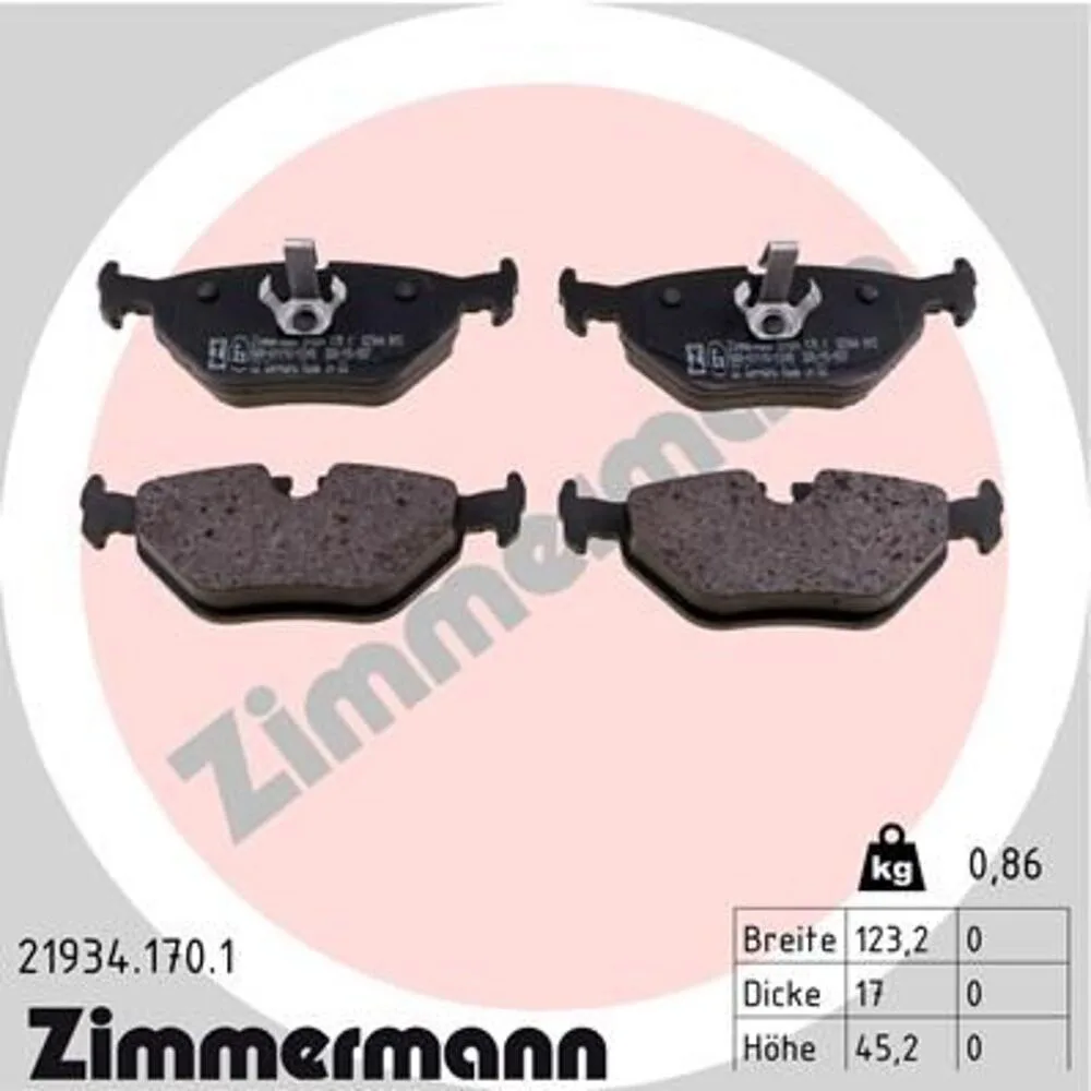 Zimmermann Brake Pad Set 219.3417.01