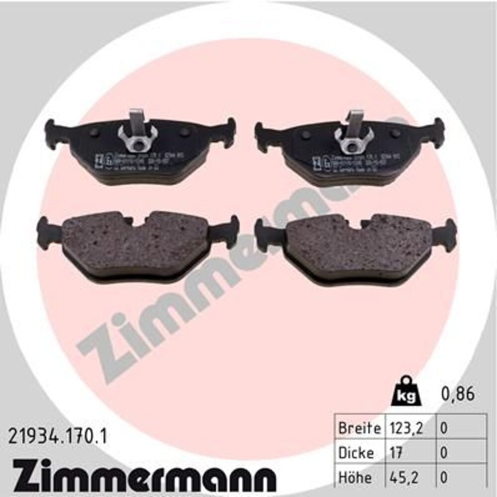 Zimmermann Brake Pad Set 219.3417.01