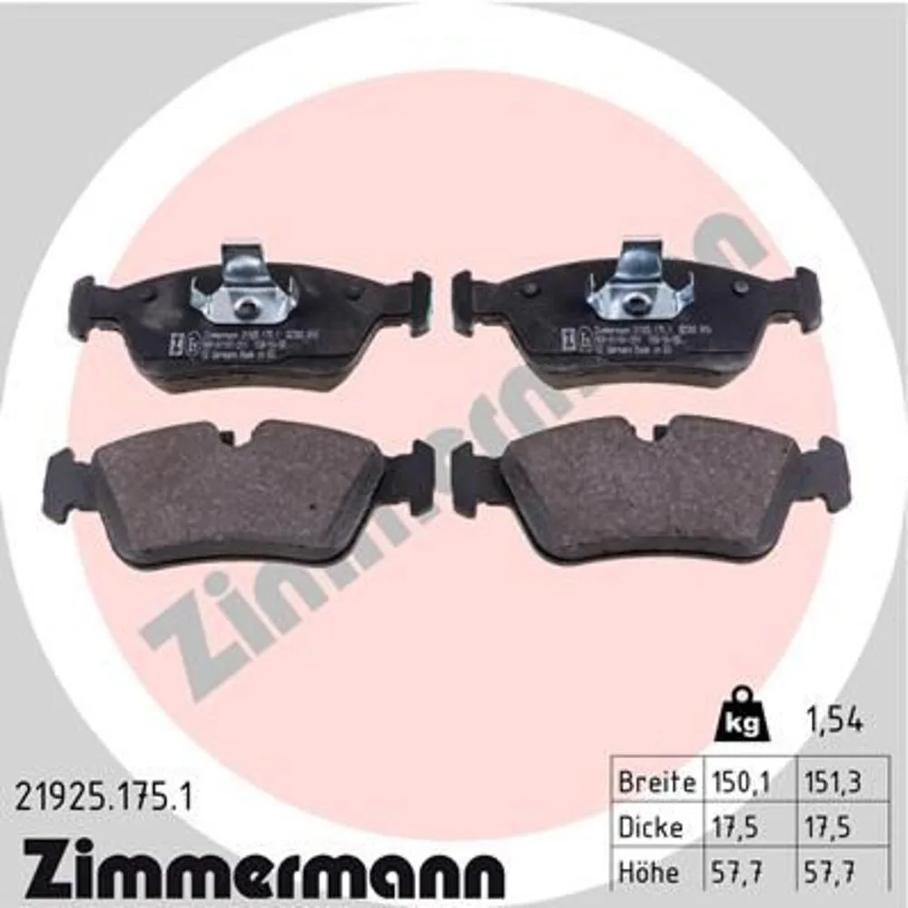 Zimmermann Brake Pad Set 219.2517.51