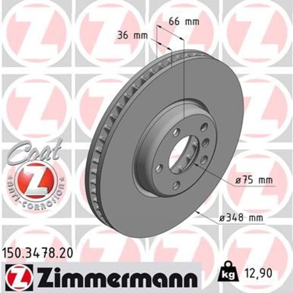 Zimmermann 348mm Front LH Brake Disc 150.3478.20