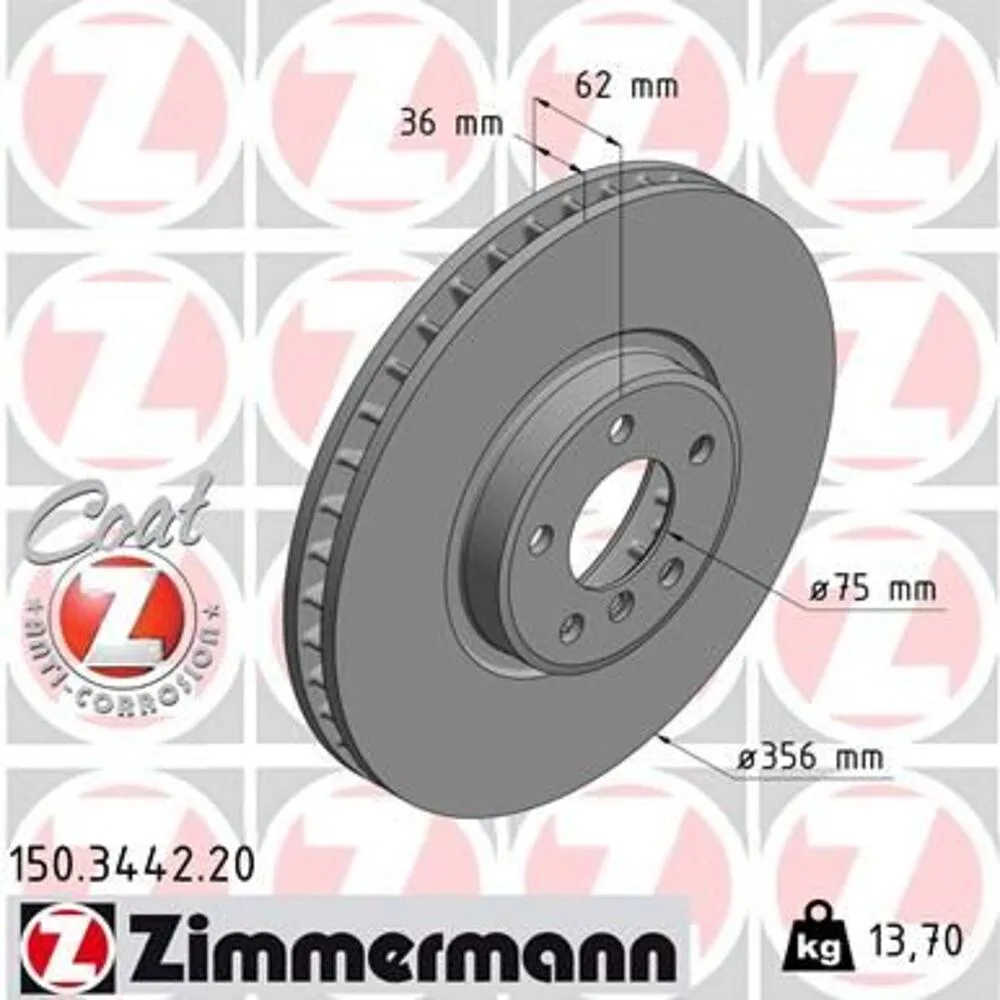 Zimmermann 356mm Brake Disc Set (2 pcs) 150.3442.20
