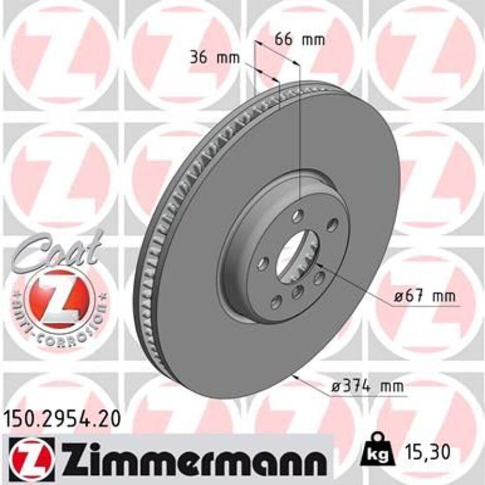 Zimmermann 374mm Front LH Brake Disc 150.2954.20