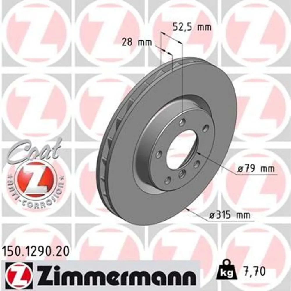 Zimmermann 315mm Front LH Brake Disc 150.1290.20