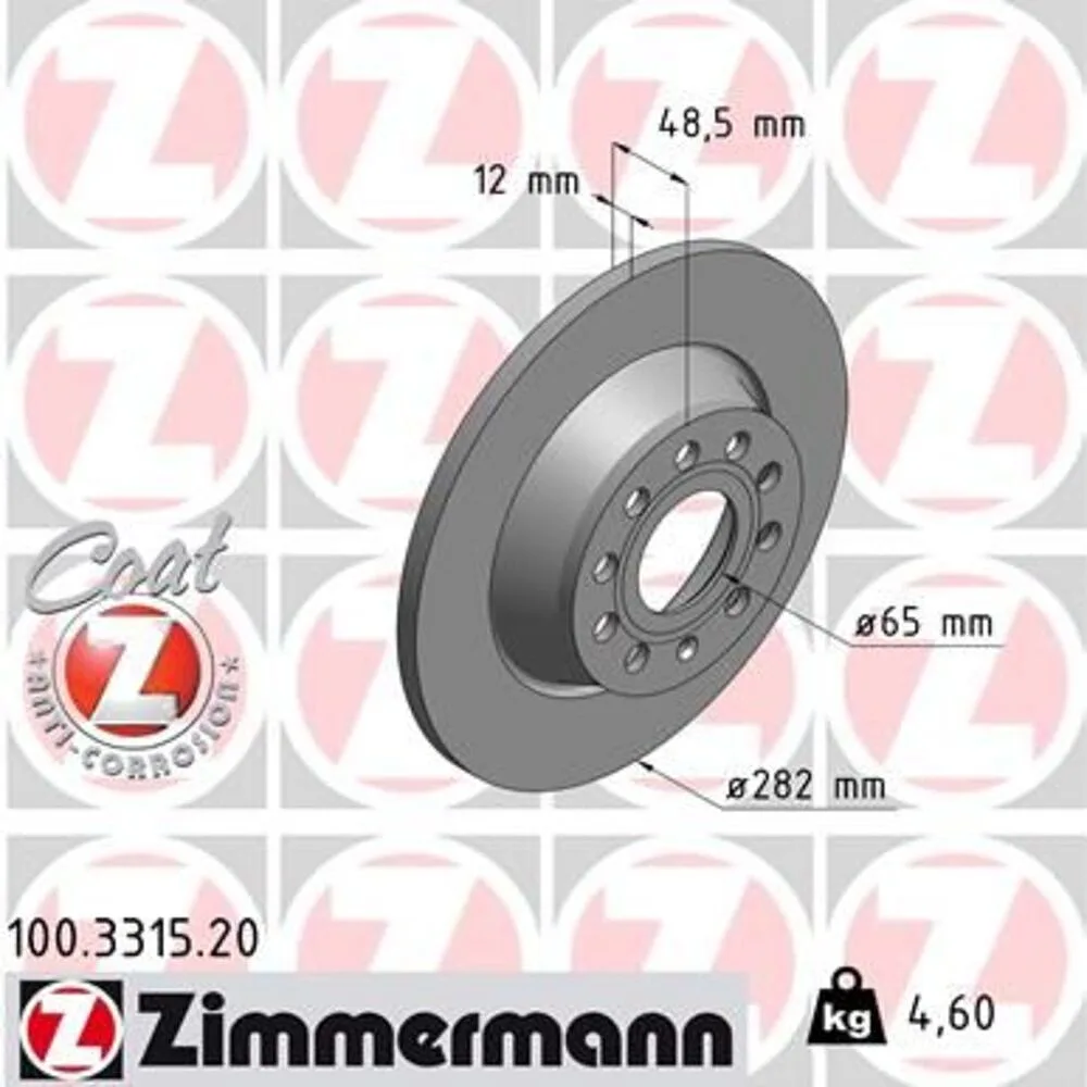 Zimmermann 282mm Brake Disc Set (2 pcs) 100.3315.20