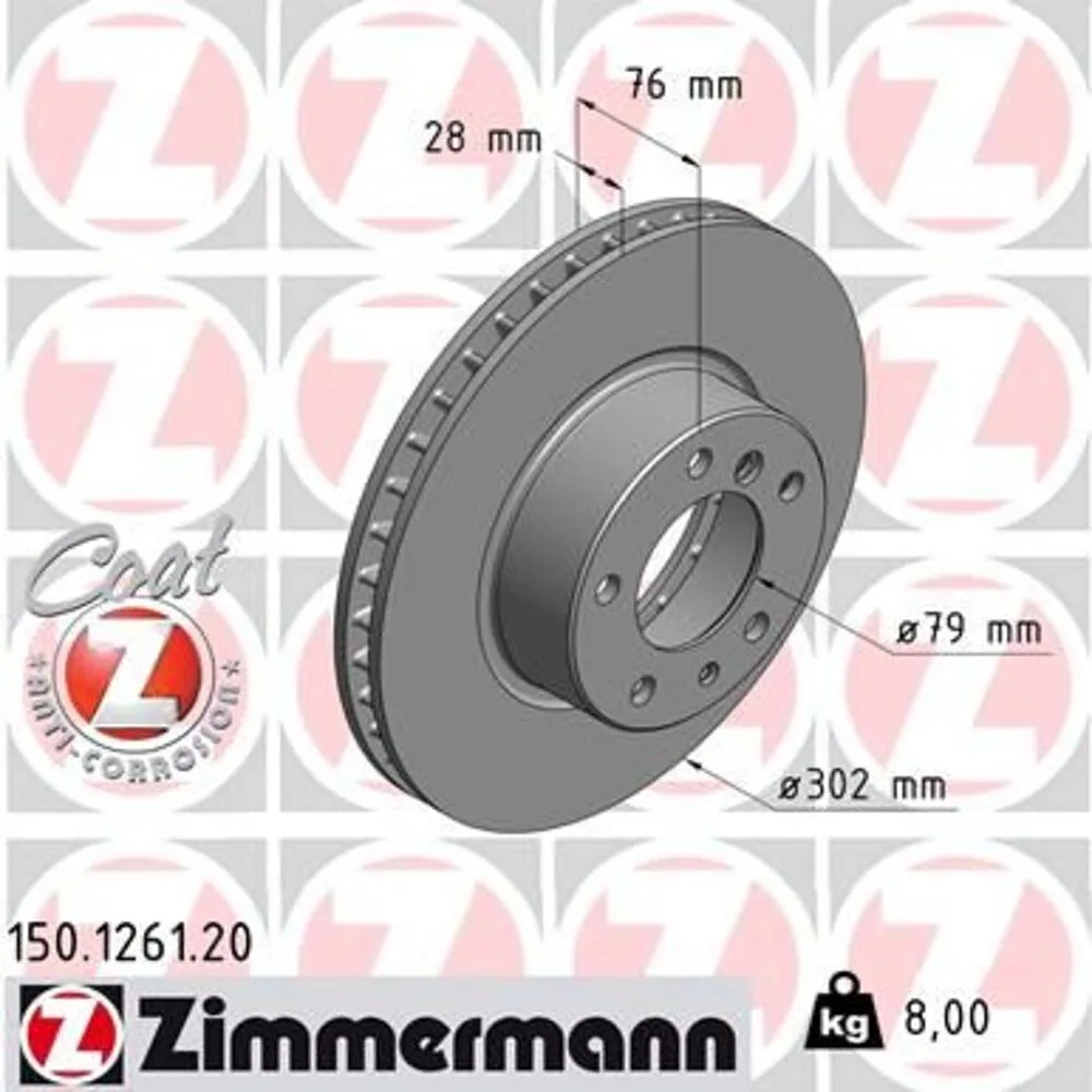 Zimmermann 302mm Brake Disc Set (2 pcs) 150.1261.20
