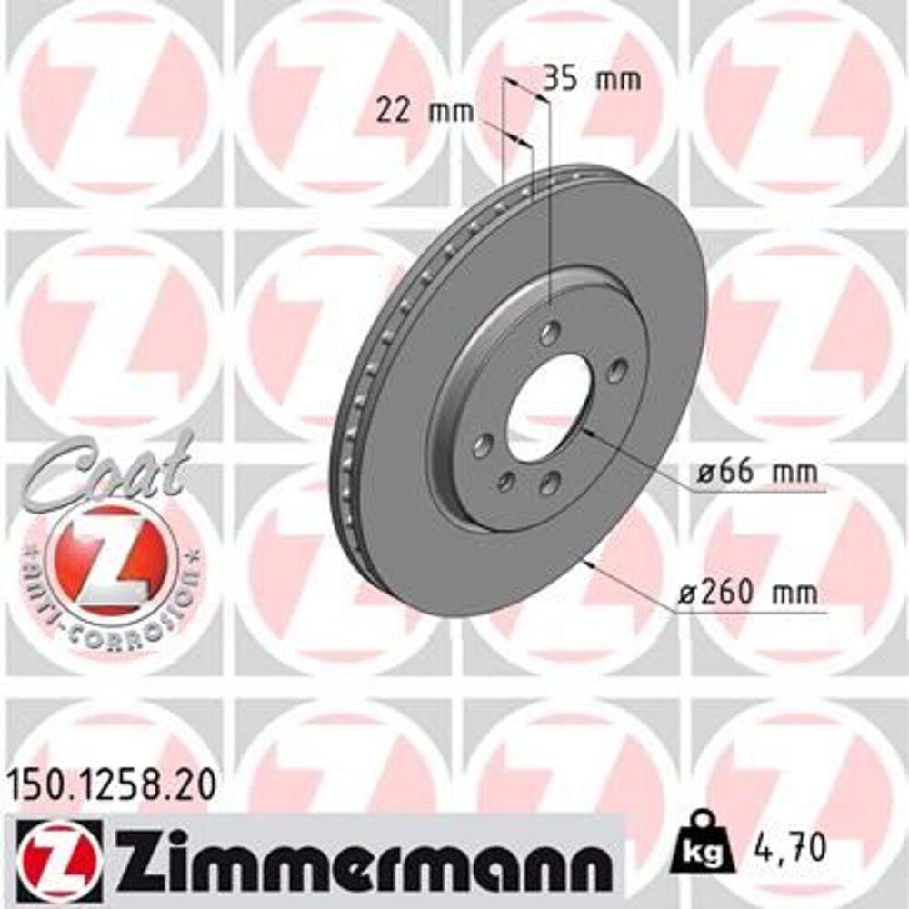 Zimmermann 260mm Brake Disc Set (2 pcs) 150.1258.20