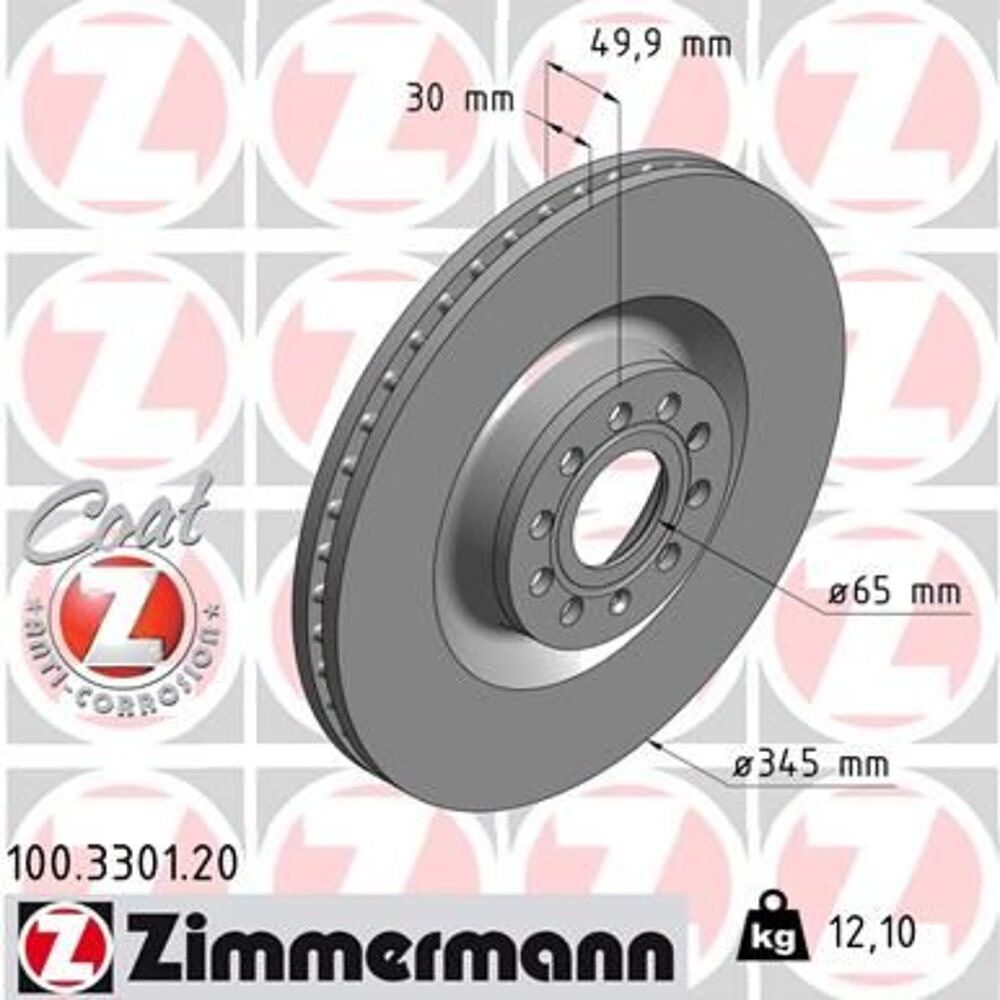 Zimmermann 345mm Brake Disc Set (2 pcs) 100.3301.20